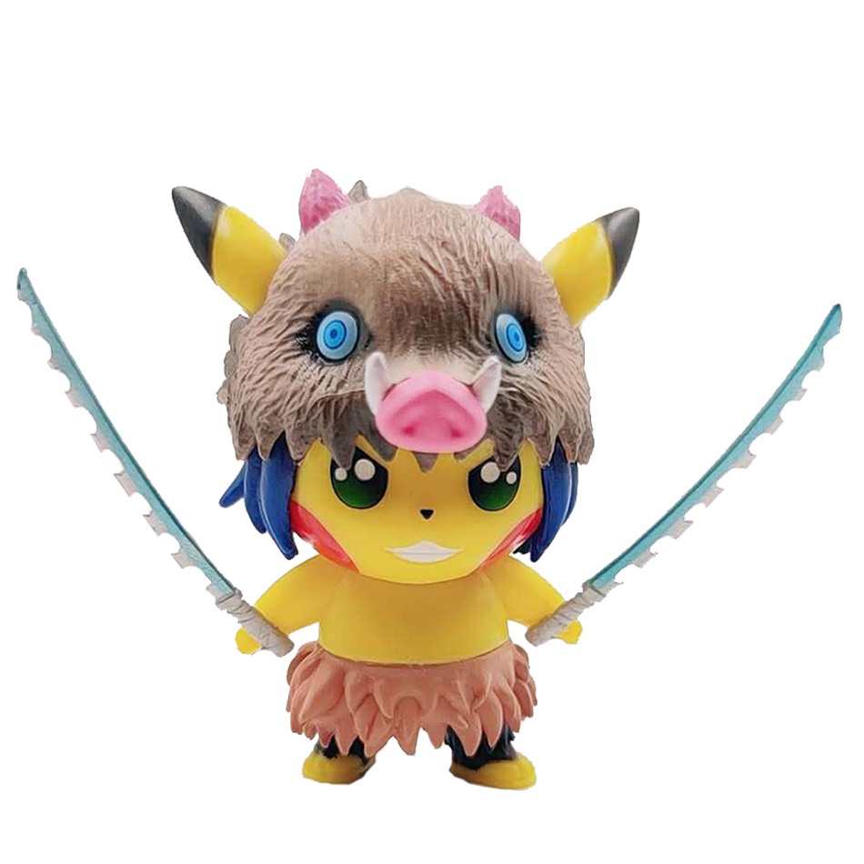 Pokemon Pikachu Cosplay Demon Slayer Kamado Tanjirou Nezuko Anime Action Figure Kimetsu No Yaiba Model Doll Toys For Kid Gifts