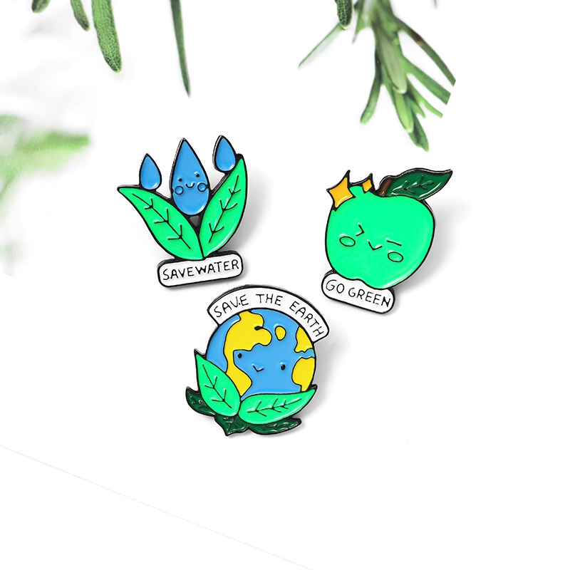 Bros Pin Enamel Desain Save The Earth Pelindung Pakaian Untuk Hadiah Anak