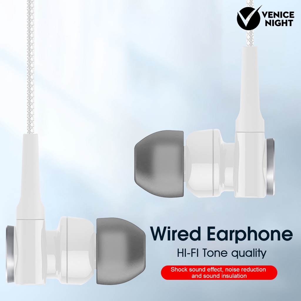 (VNEP) (Berkabel) HY-8 Earphone Universal Kuat Bass Dual Drive 3.5mm In-Ear Sport Gaming Earbud dengan Mic untuk Ponsel