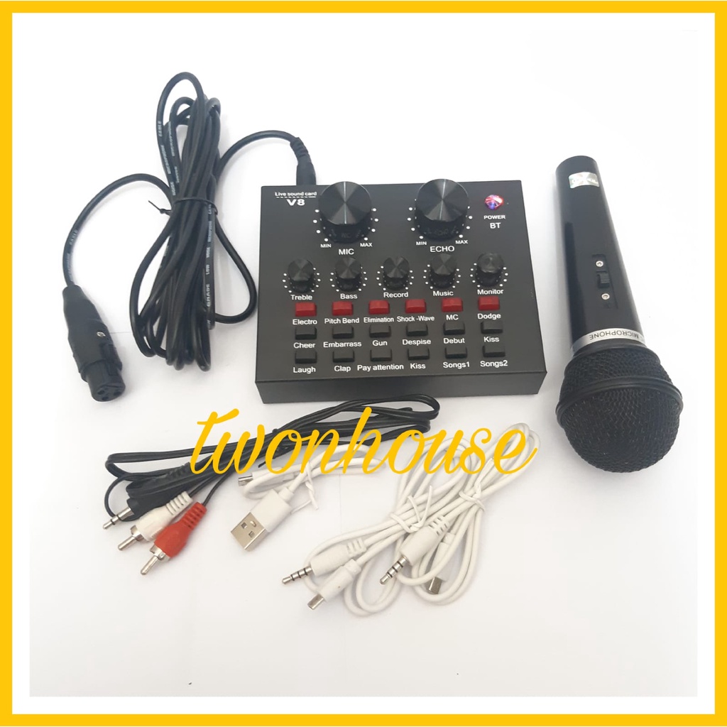 karaoke mixer karaoke Soundcard Broadcast Microphone - V8 V8 SoundCard Bluetooth mixerr dan2 mikalat karaoke