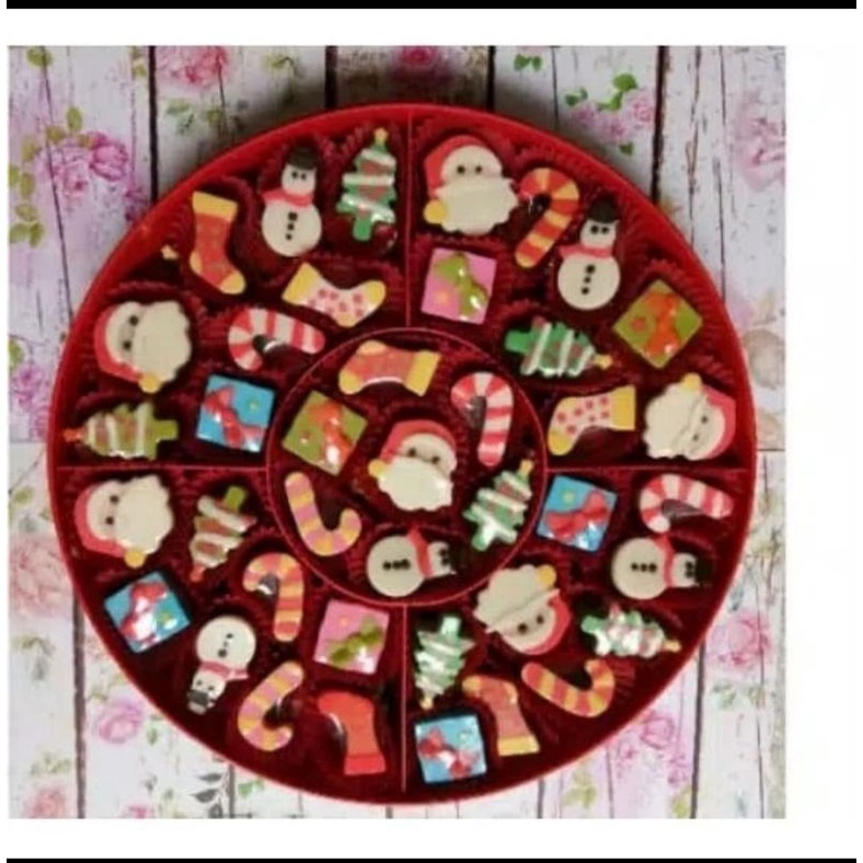 

cokelat praline motif natal tray 5 / hampers natal