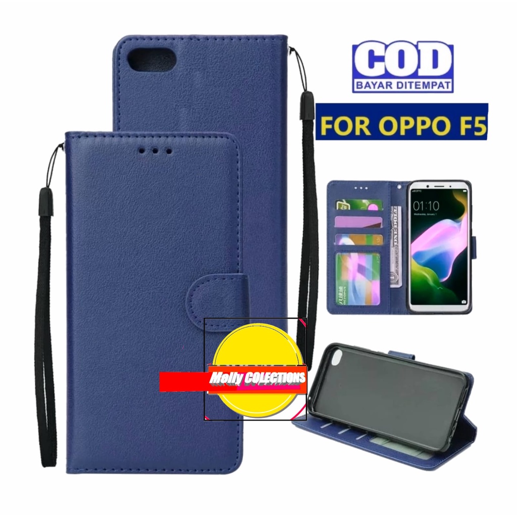 OPPO F5 CASING DOMPET HP COVER HP LEATHER FLIP CASE PREMIUM