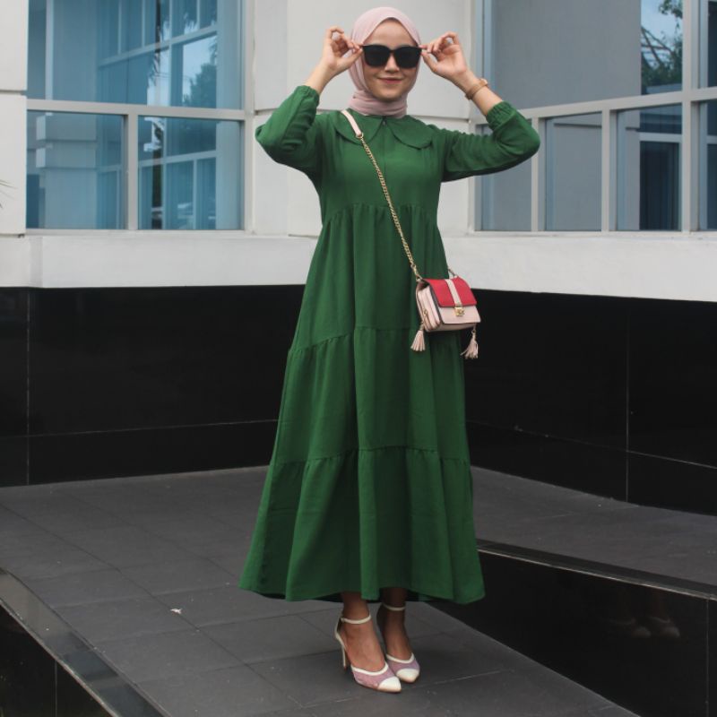 Arra Dress Model Susun Bahan Airflow Crinkle Premium original by ENOLA