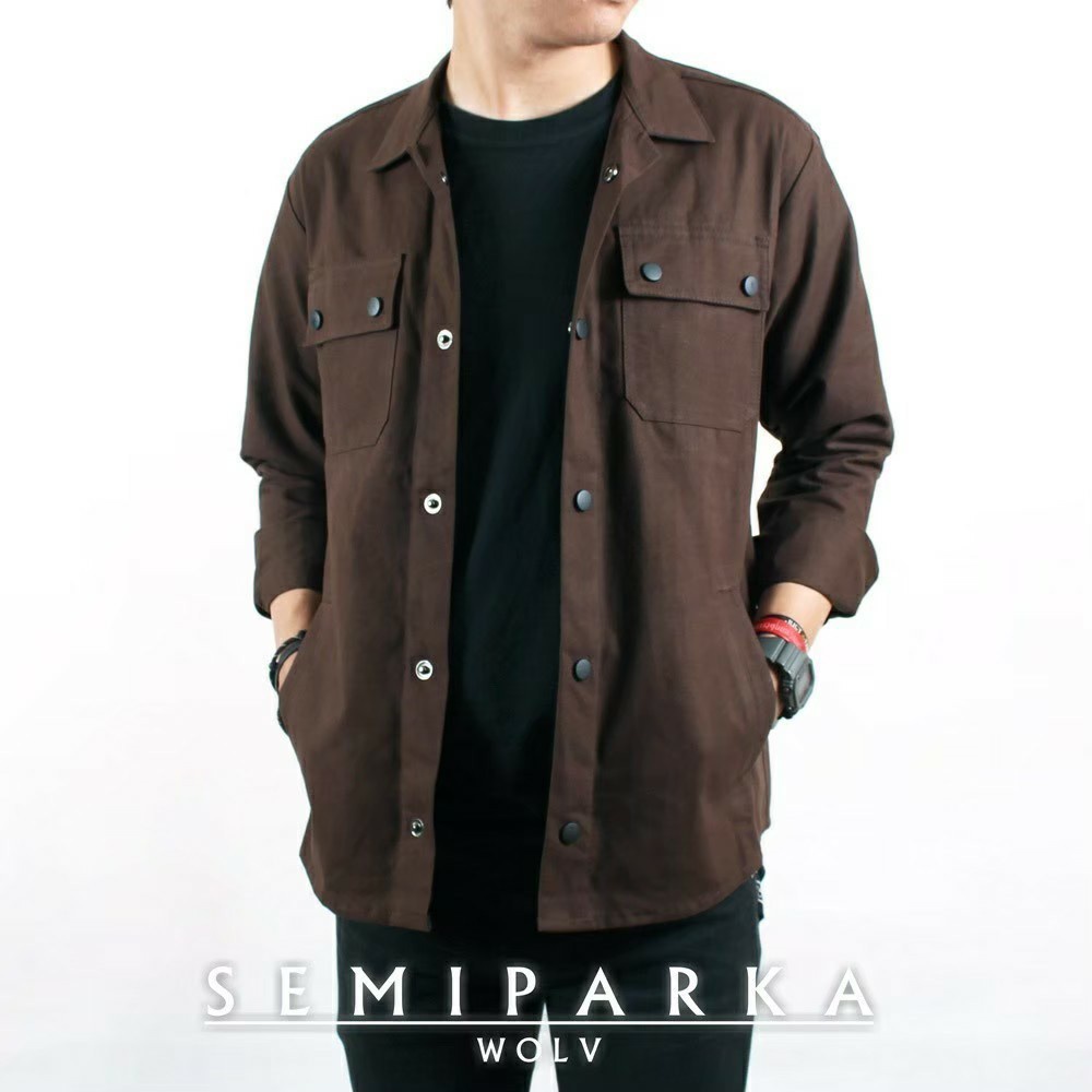 JAKET PRIA TERBARU CANVAS  S M L XL XXL TYPE KEMEJA SEMI PARKA CASUAL ORIGINAL ICON BDG