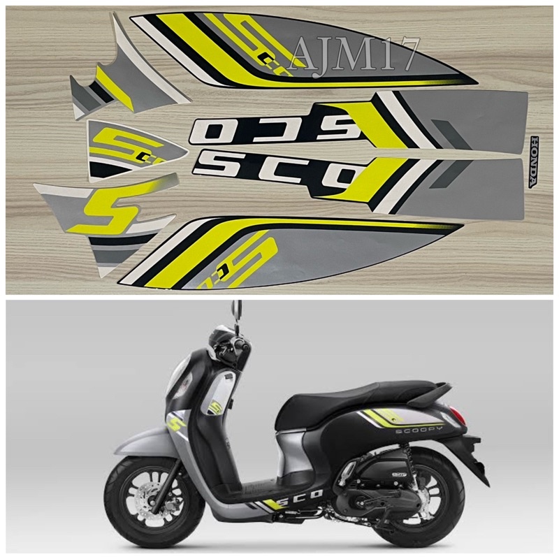 STIKER STRIPING SCOOPY 2023 HITAM ABU SPORTY SILVER