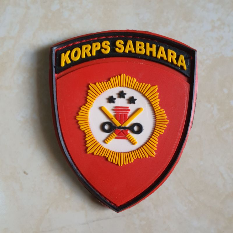 patch rubber logo korps sabhara / polisi / polri / police / tempelan emblem karet velcro