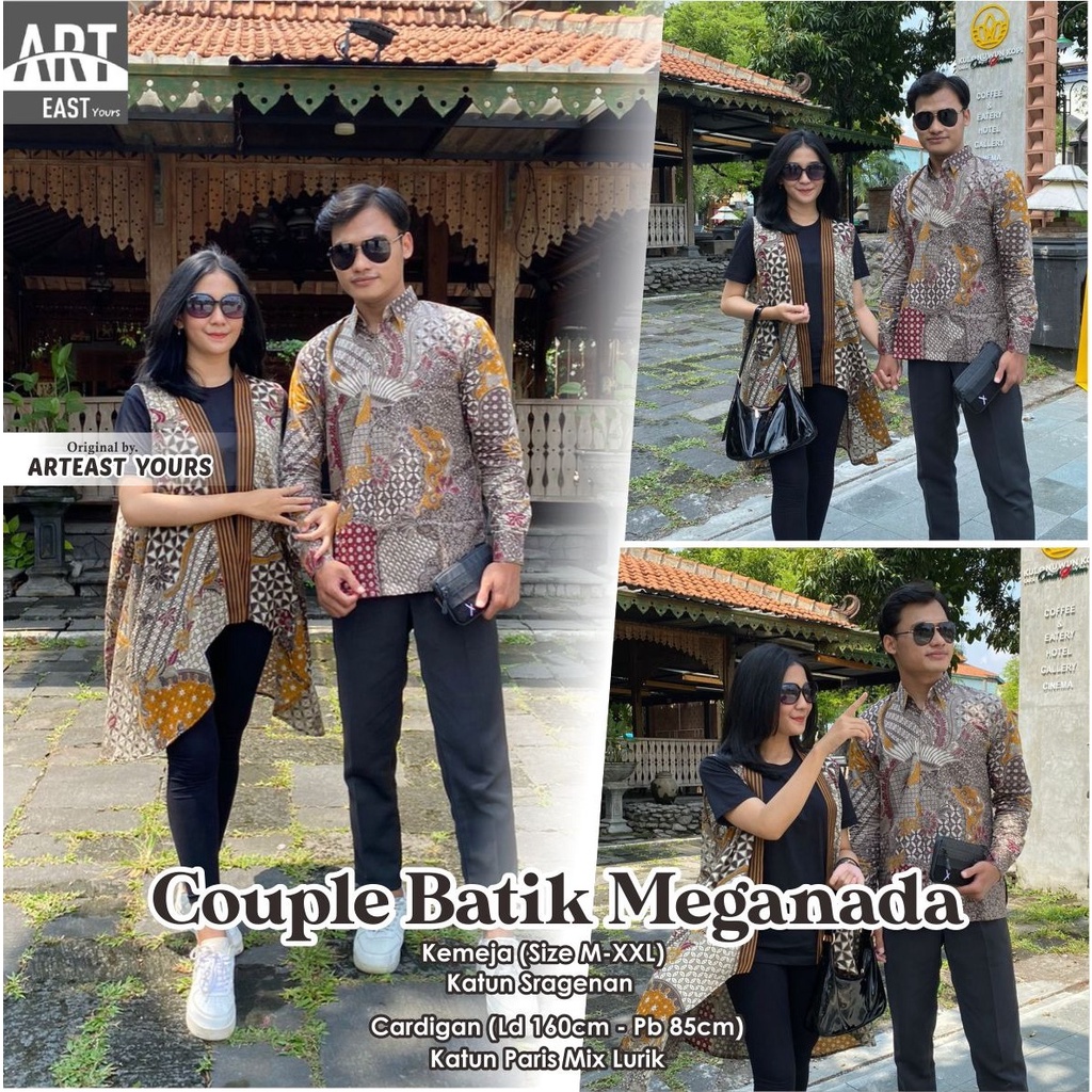 COUPLE MEGANADA Wanita Outer Batik Mix Lurik Kemeja Pria Lengan Panjang Full Furing Kekinian BISA CO