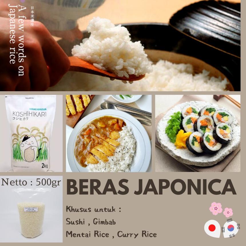 

⇢ Beras Sushi Jepang Japonica Rice Gimbab Mentai Pulen Punel 500gr Koshihikari Okiniiri ヤ