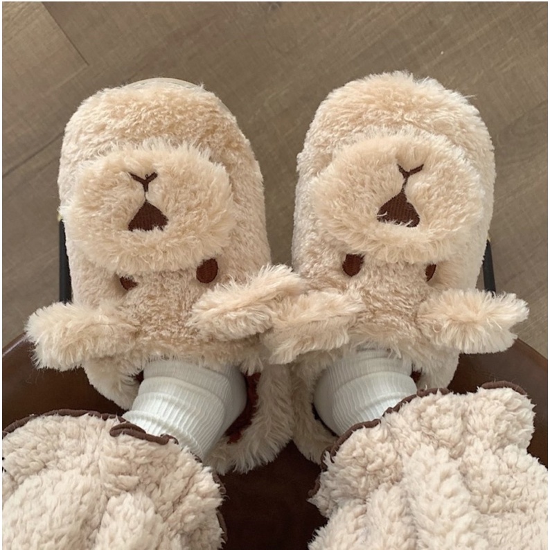 SENDAL RUMAH BULU LEMBUT TEBAL SANDAL HOTEL MOTIF TEDDY BEAR / SENDAL WANITA