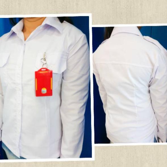 ➟➬✢ BAHAN PREMIUM Baju Seragam Kemeja Putih PNS Wanita Panjang Blus ASN PEMDA PDH Laris