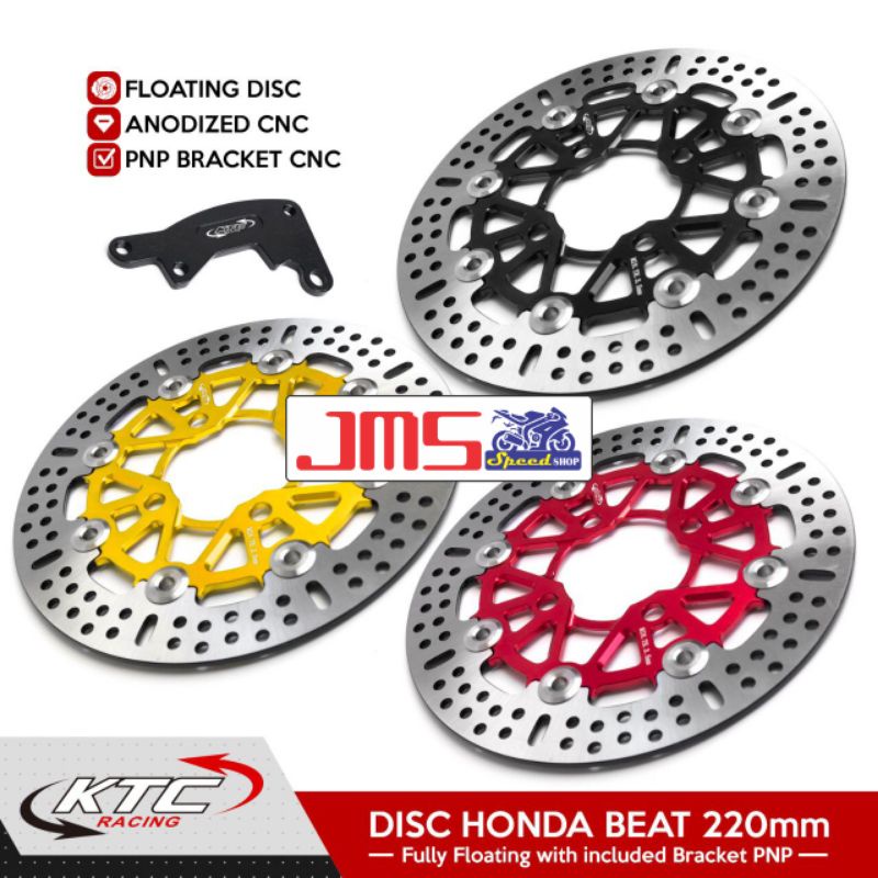 piringan disc ktc racing cnc plus breket 220mm beat fi Vario 125 Vario 150 Scoopy genio beat pop beat deluxe Mio m3 Mio 125 z soul gt115/125 gear fazzio mioj