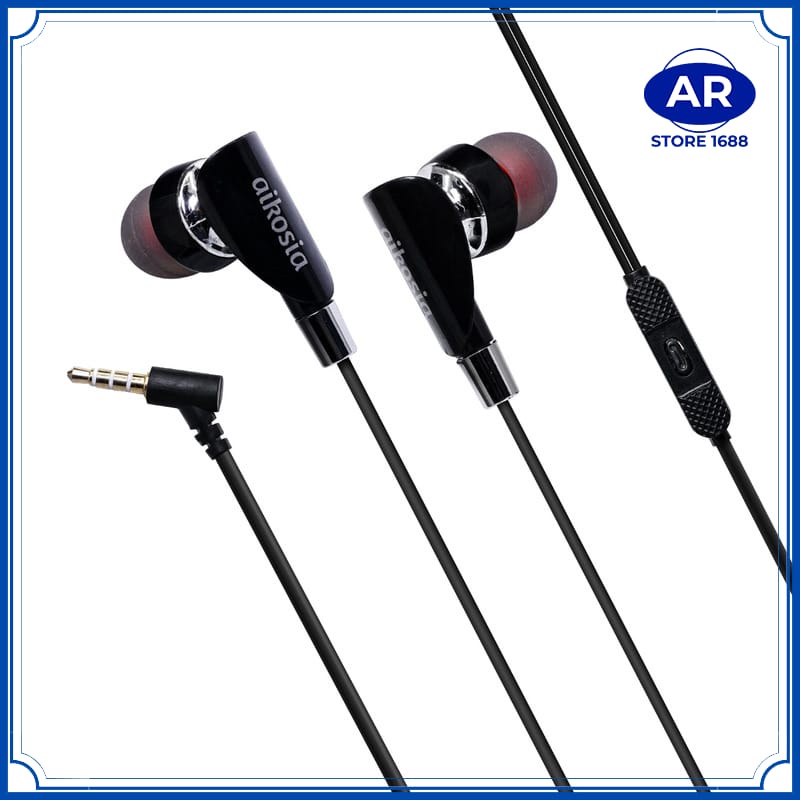 Headset AIKOSIA 001/ Earphone / handsfree in Ear music Sport Powerfull Bass Hitam / Putih-AR STORE1688