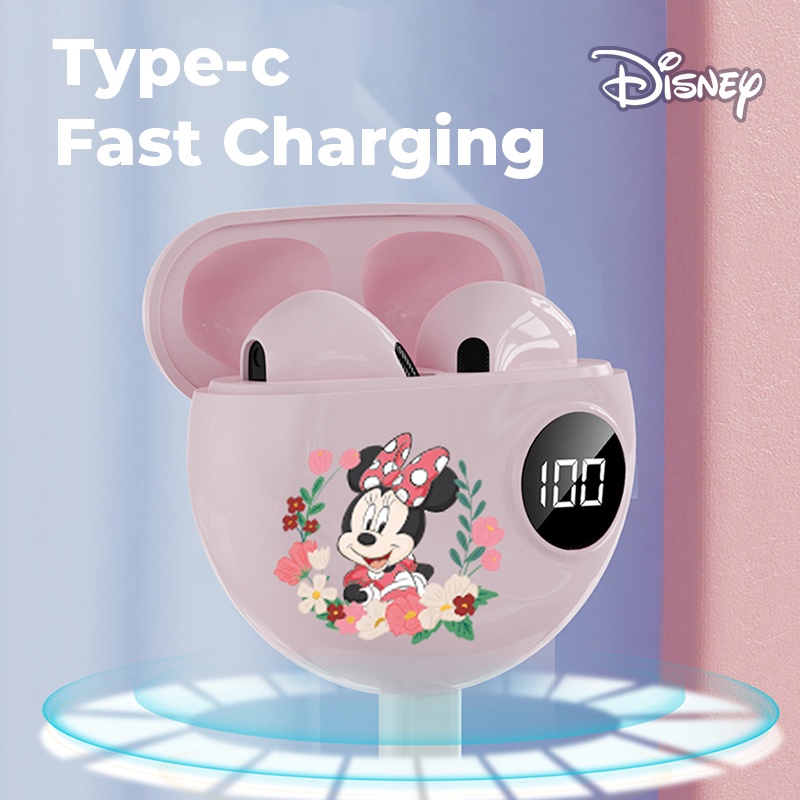 [100% Original ] Disney Mini Headset Bluetooth 5.3 TWS Earphone with Microphone  Digital Power Display