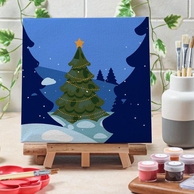 

Paint by number Pohon Natal diy painting canvas 20x20 alat lukis - Christmas Tree, 15x15