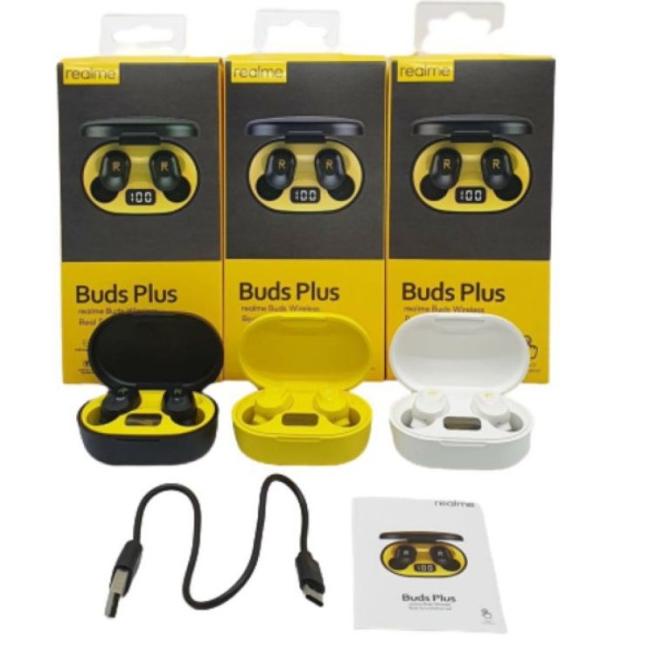 Headset Bluetooth Wireless Airdots Realme Buds Plus - Hitam, realme