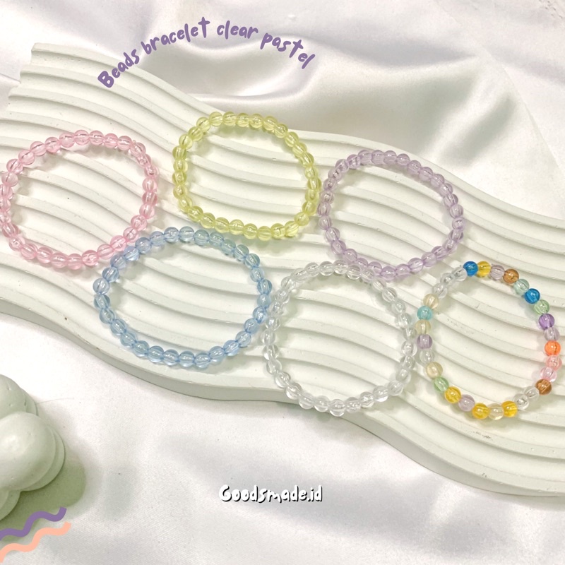 BEADS BRACELET | GELANG MANIK POLOS CLEAR PASTEL