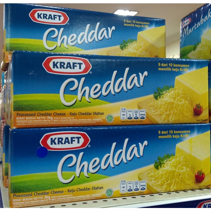 

T0P KEJU CHEESE CHEDDAR KRAFT PROCESSED CHEDDAR CHEESE 2KG NICE