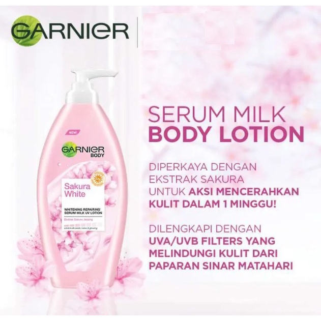 GARNIER SAKURA GLOW  WHITENING BODY LOTION PUMP 400ML