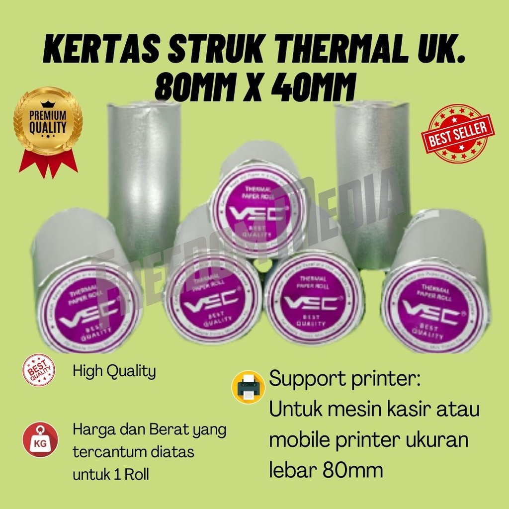 

KERTAS STRUK THERMAL Ukuran 80mm x 40mm- kertas struk mesin kasir