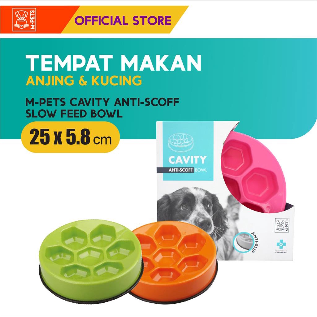 M-Pets Cavity Anti-Scoff Slow Feed Bowl / Tempat Makan Anjing Kucing