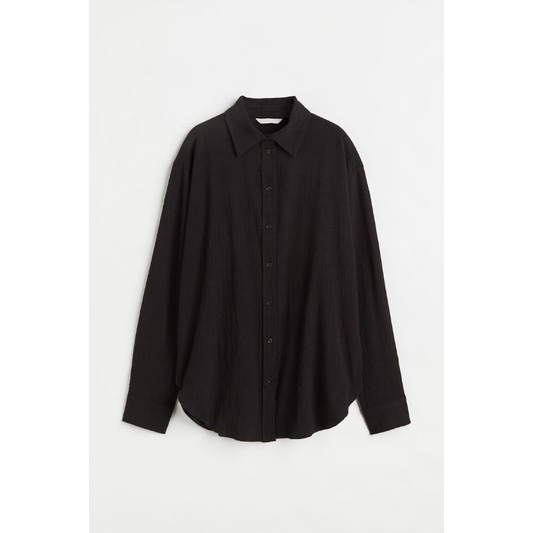 Kemeja HnM Crinckle Hitam