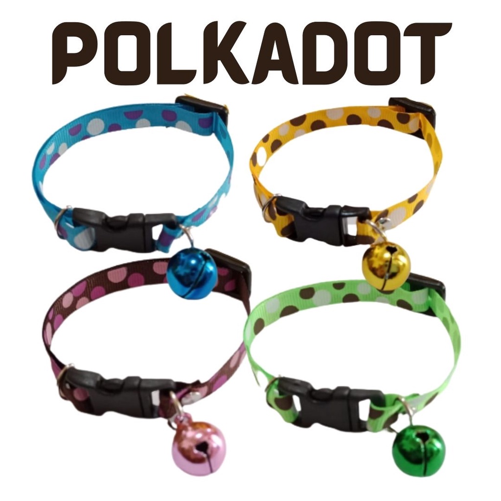 Kalung Polkadot Kucing 1 Lonceng Motif Unik Menarik 14mm FEZONE