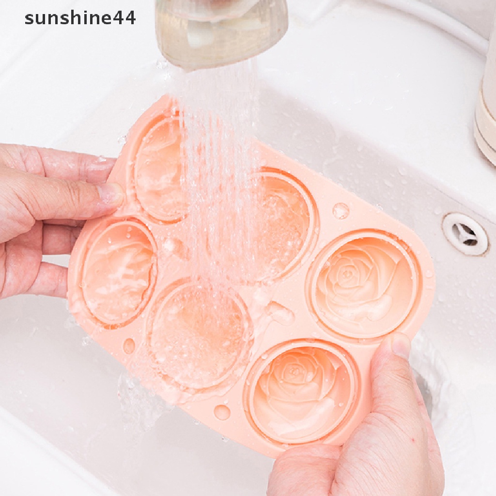 Sunshine Cetakan Es Batu / Mousse / Kue DIY Bentuk Bunga Mawar 6 Lubang Bahan Silikon