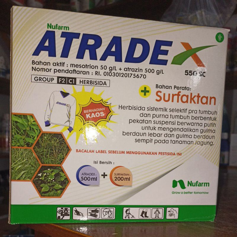 Herbisida ATRADEX 550 SC 500 ml + bahan perata Surfaktan 200 ml  Berhadiah KAOS