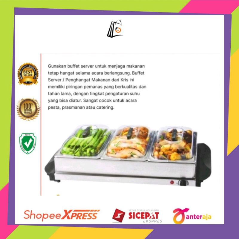 kris buffet server penghangat makanan/penghangat makanan/food warmer elektrik