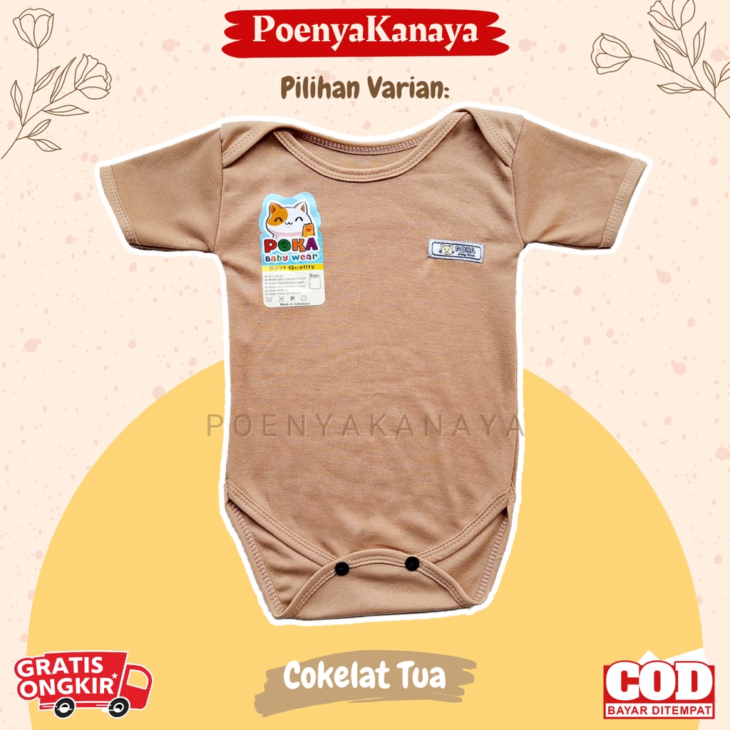 3pc/1pc Jumper Pendek Bayi SERI COKELAT POKA 0-6 Bulan KD03