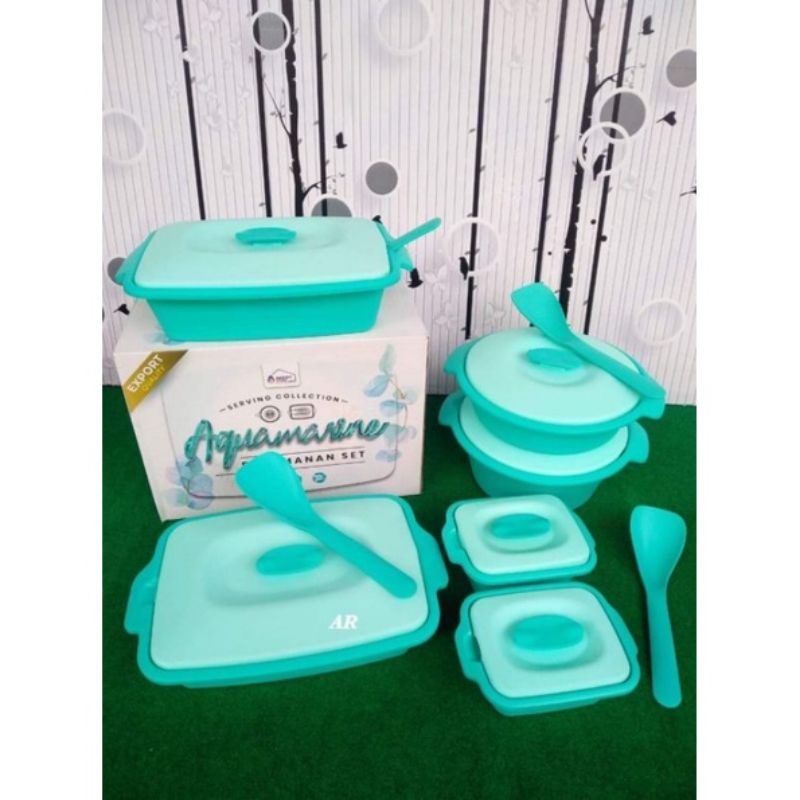 SERVING SET/PRASMANAN SET PLASTIK 6 PCS AQUAMARINE