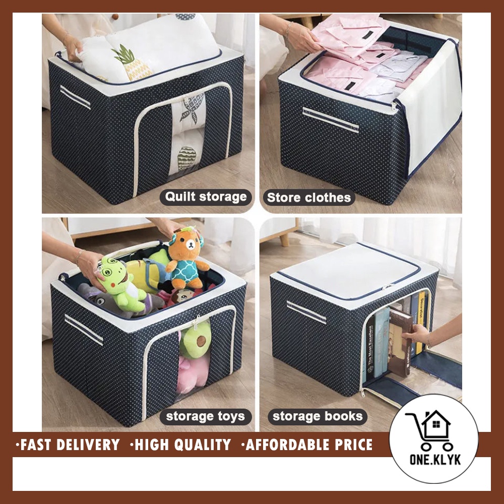 Kotak Penyimpanan Serbaguna Baju, Mainan, Selimut, Bed Cover | Storage Box Bahan Oxford Tebal High Quality | Storage Box dengan Zipper Resleting 2 in 1 | Kotak Penyimpanan Kapasitas Besar 24L , 66L, 72L