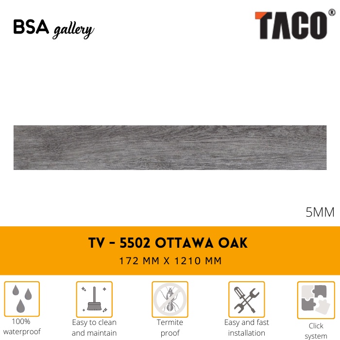 TACO SPC 5MM TV 5502 OTTAWA OAK / LANTAI KAYU VINYL CLICK SYSTEM
