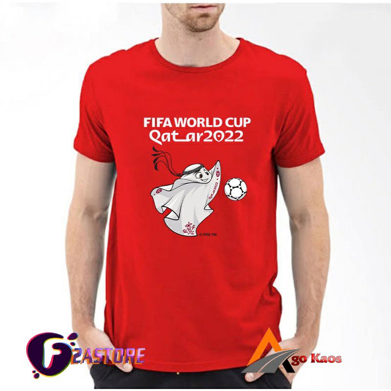 KAOS-BAJU TANGAN PENDEK-MASKOT LA'EEB QATAR WORD CUP