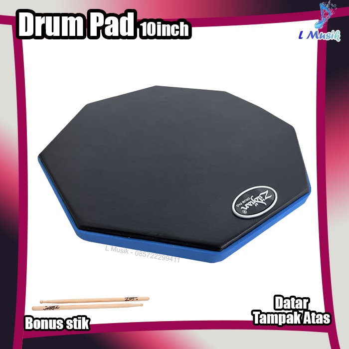 PAD DRUM 10IN BONUS STIK LATIHAN STICKING DRUM PAD