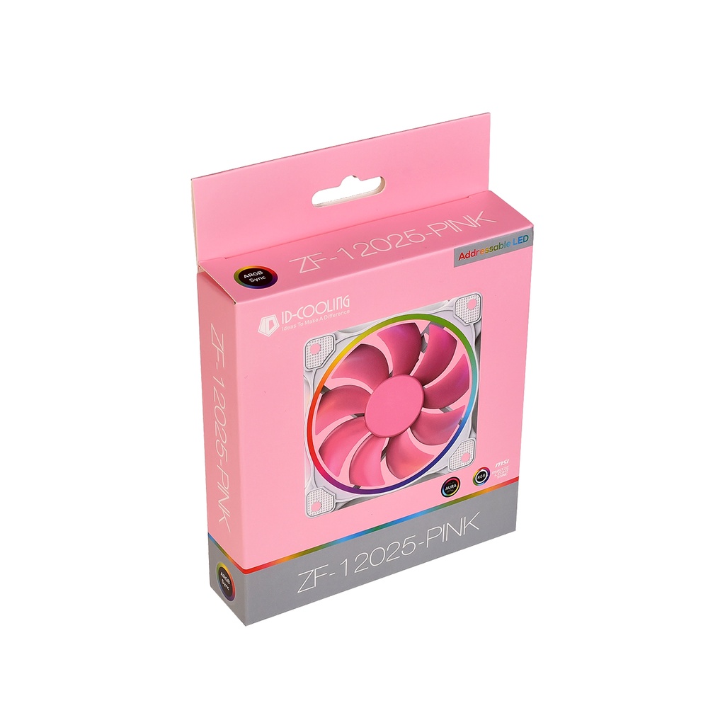 FAN ID-COOLING ZF-12025 ARGB PINK | 120mm Addressable LED Sync PWM Fan