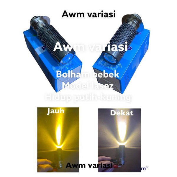 Lampu Depan LED Utama H6 2 Warna Laser Hi Low AC DC High Low Motor Bebek Matic HJG