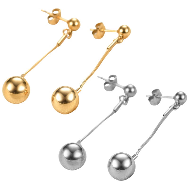 Fancyqube Anting Gantung Panjang Model Manik-Manik Bahan Metal Gaya Punk Untuk Wanita