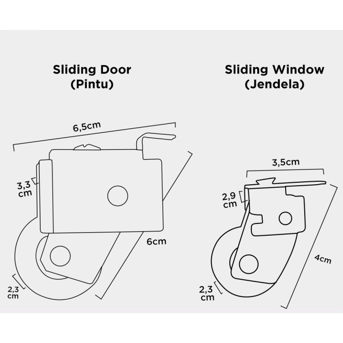 Roda Sliding Window / Door / Geser Jendela /Pintu Kecil Besar - Weldom