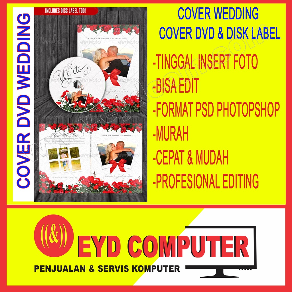 DVD COVER WEDDING PERNIKAHAN DISK LABEL FORMAT PSD PHOTOSHOP COVER WEDDING TEMPLATE PSD PHOTOSHOP