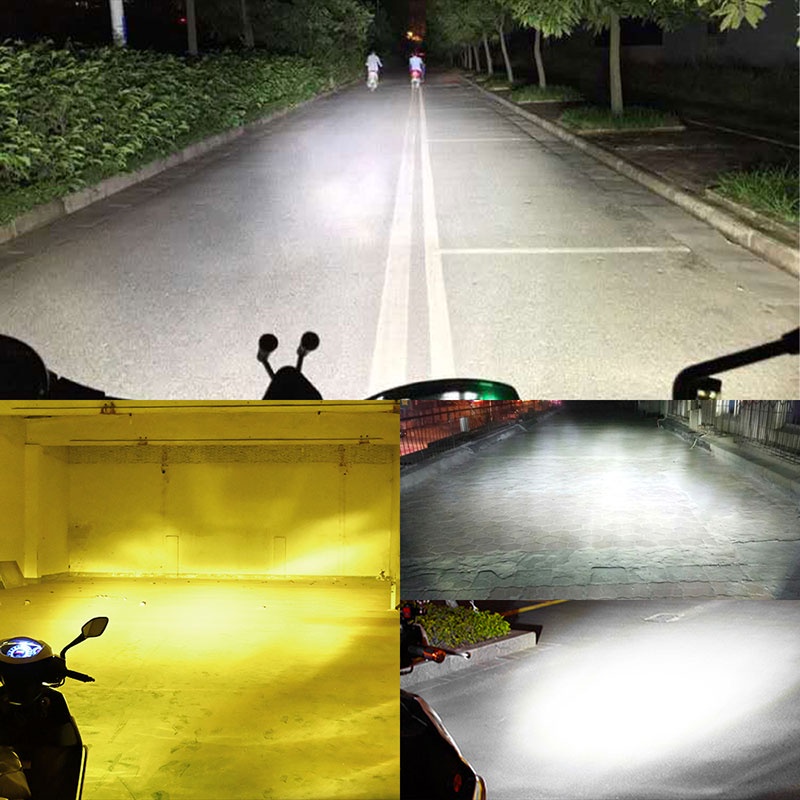 1 Pcs H4 H6 BA20D LED Lampu Depan Sepeda Motor Lampu Dua Warna Hi Lo Beam Sepeda Motor Lampu Depan Skuter P15D mio125