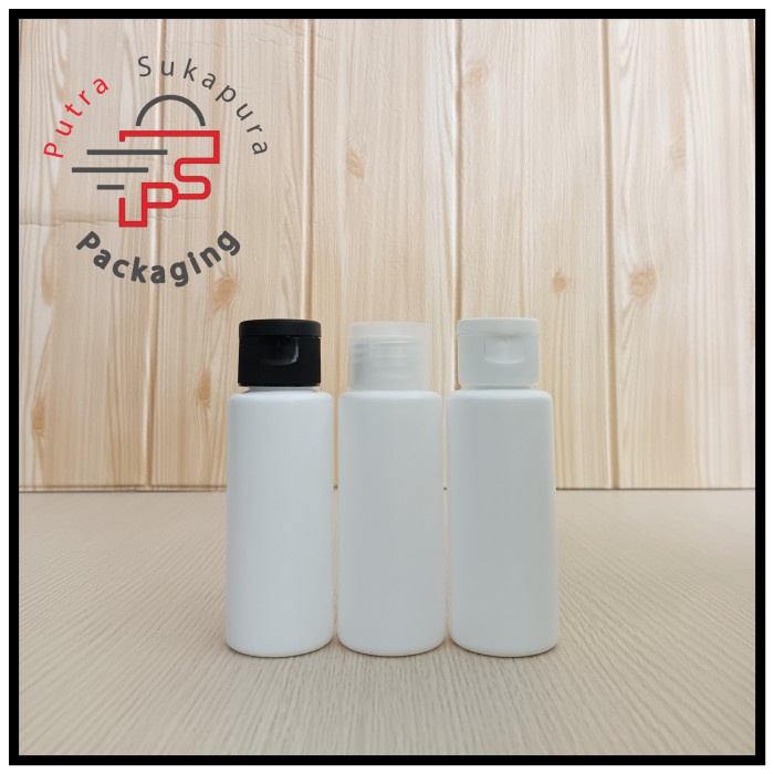 botol fliptop 60ml hdpe putih/botol 60ml/fliptop bergaris neck 24