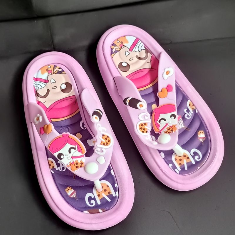 Sandal Alina anak perempuan terbaru Sandal boba karet premium Sendal japit anak wanita trendy nyaman kuat