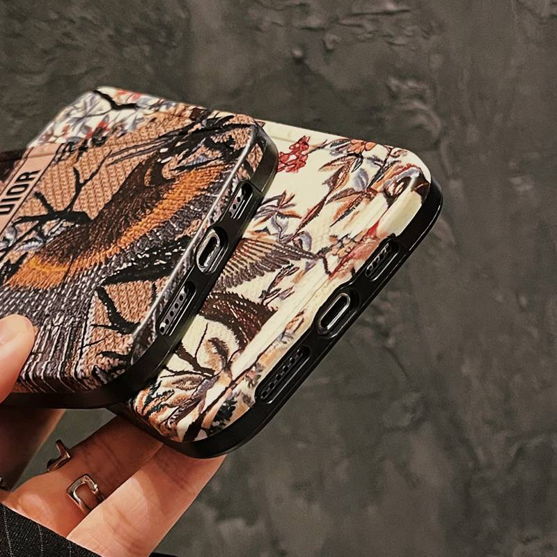 Merek Mewah IMD Case HP iP iPhone X Xr Xs Max14 Plus+Apple11 12 13 Pro Max Sarung Silikon Wanita Casing HP Christian Dior Burung Bunga