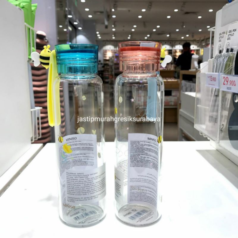 BEE SERIES GLASS BOTTLE 380ML MINISO BOTOL KACA MINISO BOTOL MINISO