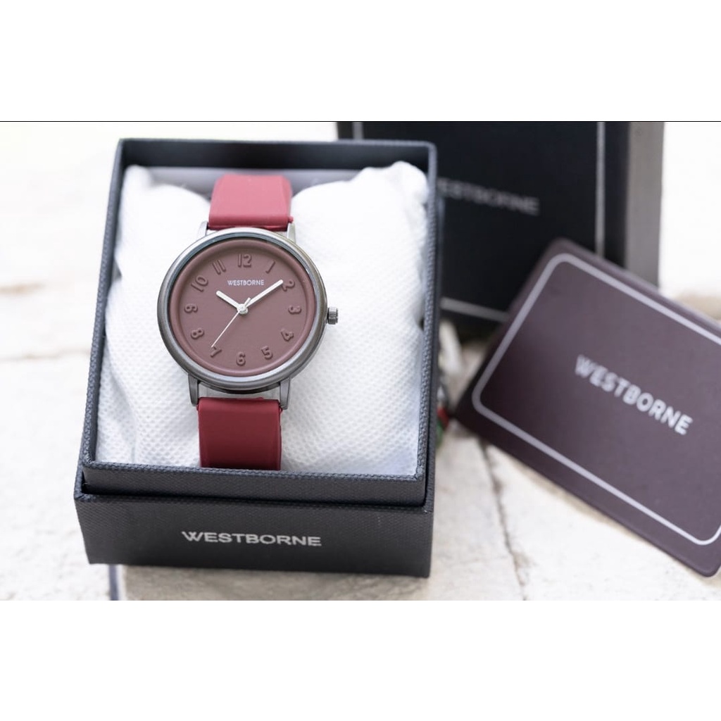 [COD] Jam Tangan Wanita Westborne W9655Lv Tali Rubber Free Box Original, Kartu Garansi & Baterai Cad