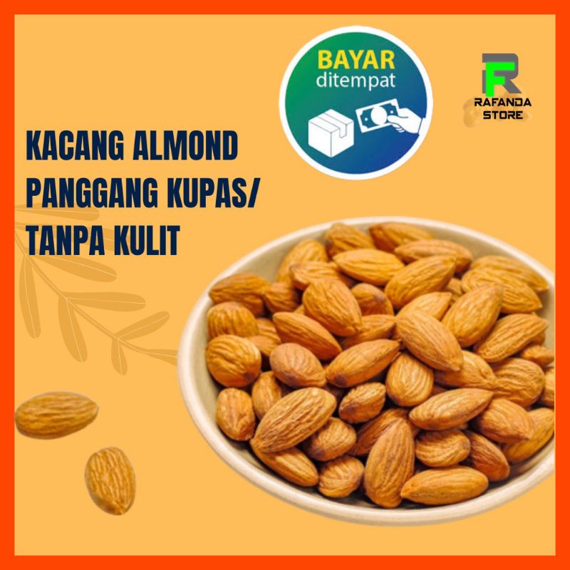 Kacang Almond Kupas Tanpa Kulit 100 gram