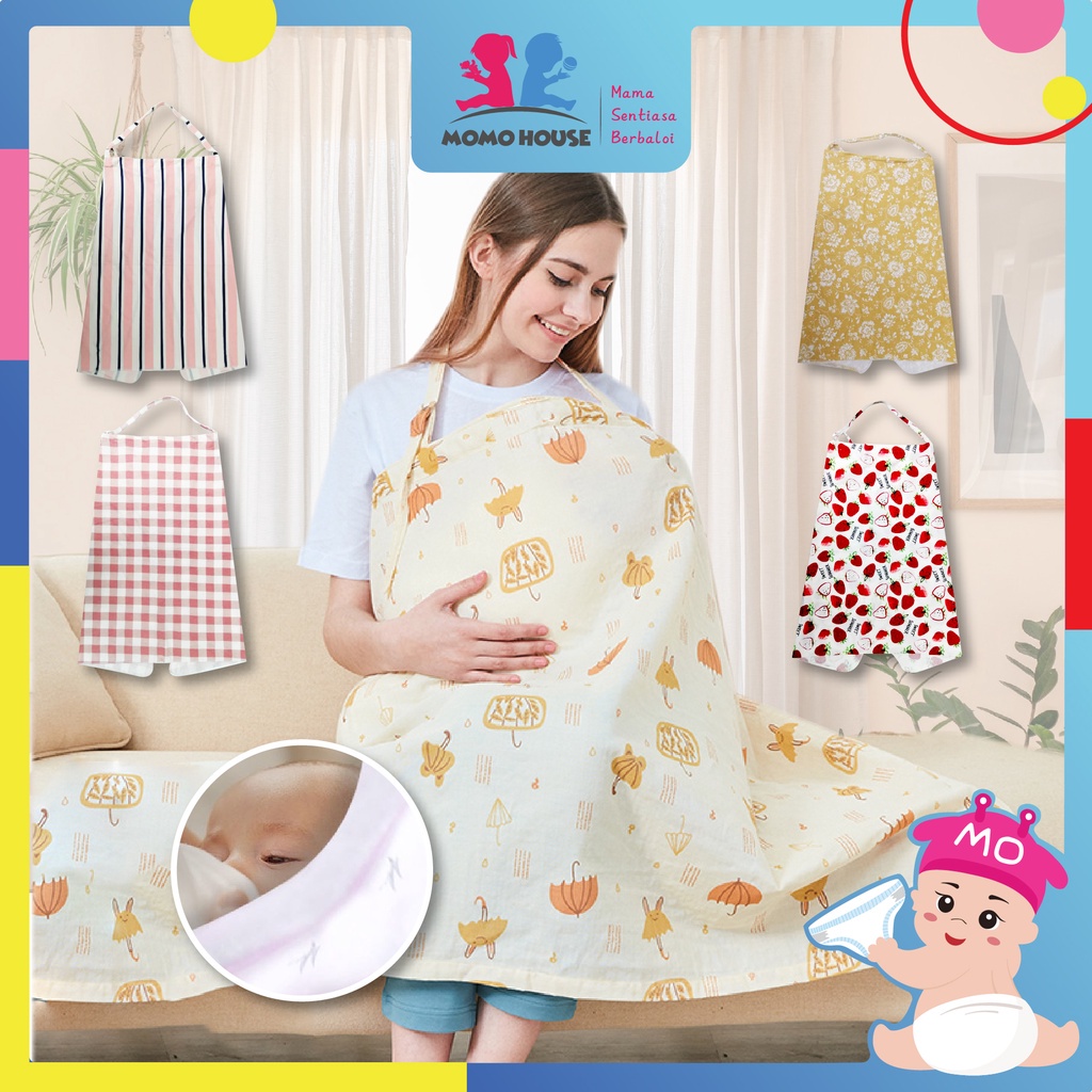 MOMO HOUSE Kain Penutup Menyusui Bayi Apron Menyusui Nursing Cover Apron Menyusui