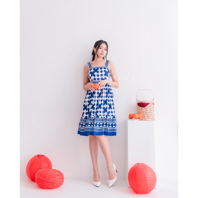 LONG DRESS WANITA TERUSAN IMPORT TRIBAL MOTIF MX562