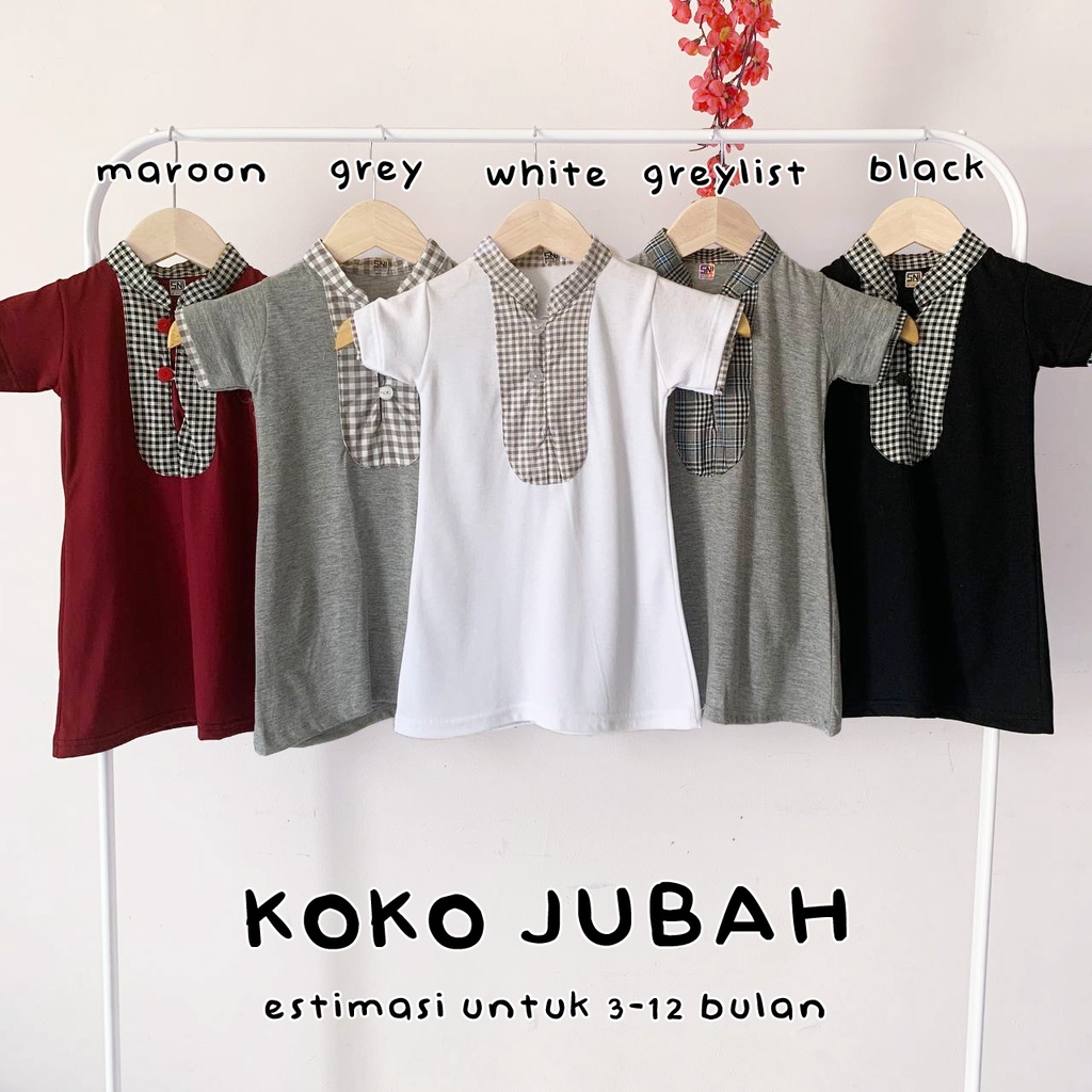 Baju koko jubah muslim peci bayi cowok anak laki keren lebaran aqiqah murah bestseller -jub